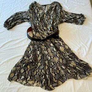 Zara crocodile print dress with belt